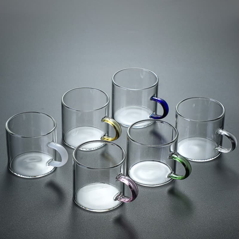 Factory wholesale high borosilicate glass small teacup with handle, transparent Kung Fu teacup, glass tea cup with small handle
