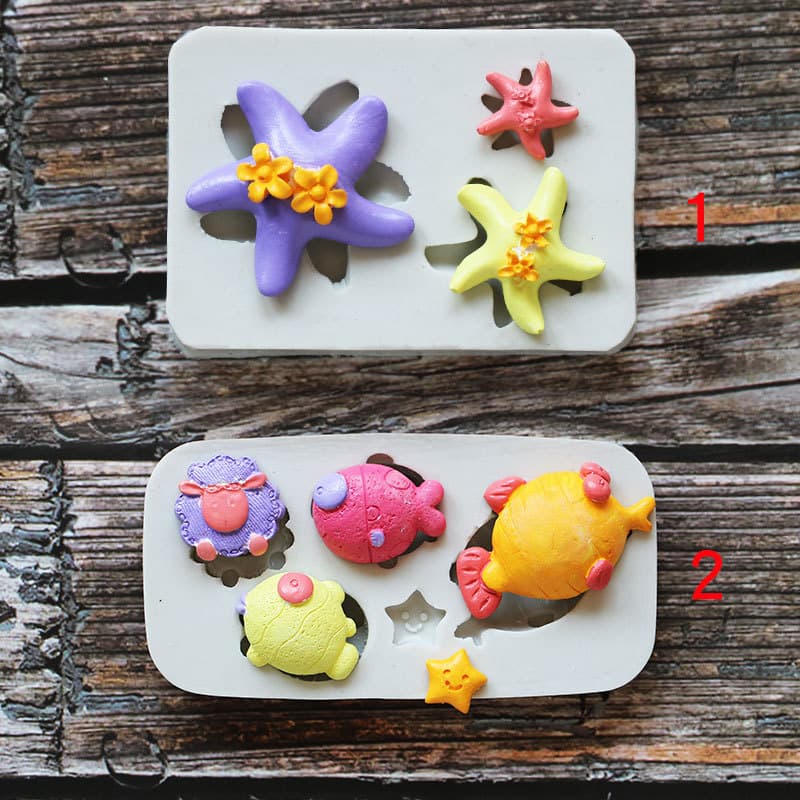 Ocean Starfish Fish Fondant Silicone Mold Clay Chocolate Cookie Decoration Baking DIY Handmade Resin Decoration