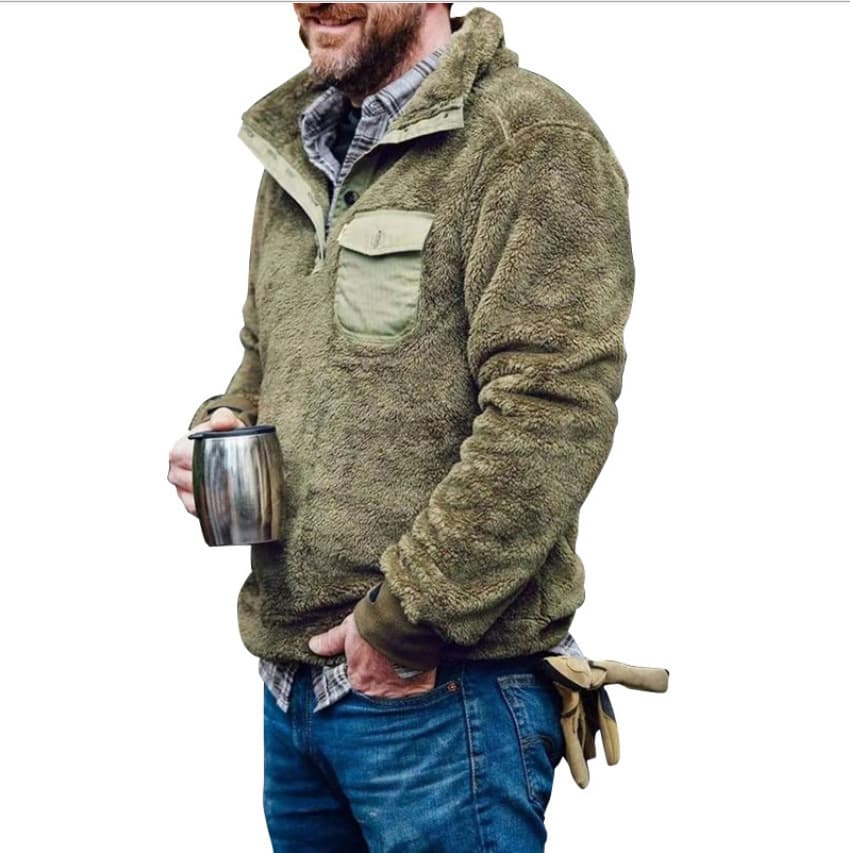 Men's Pure Color Cashmere Sweater Fleece Lined Thickened Casual Hoodie Street Style Long Sleeve Autumn Winter Fashion Top