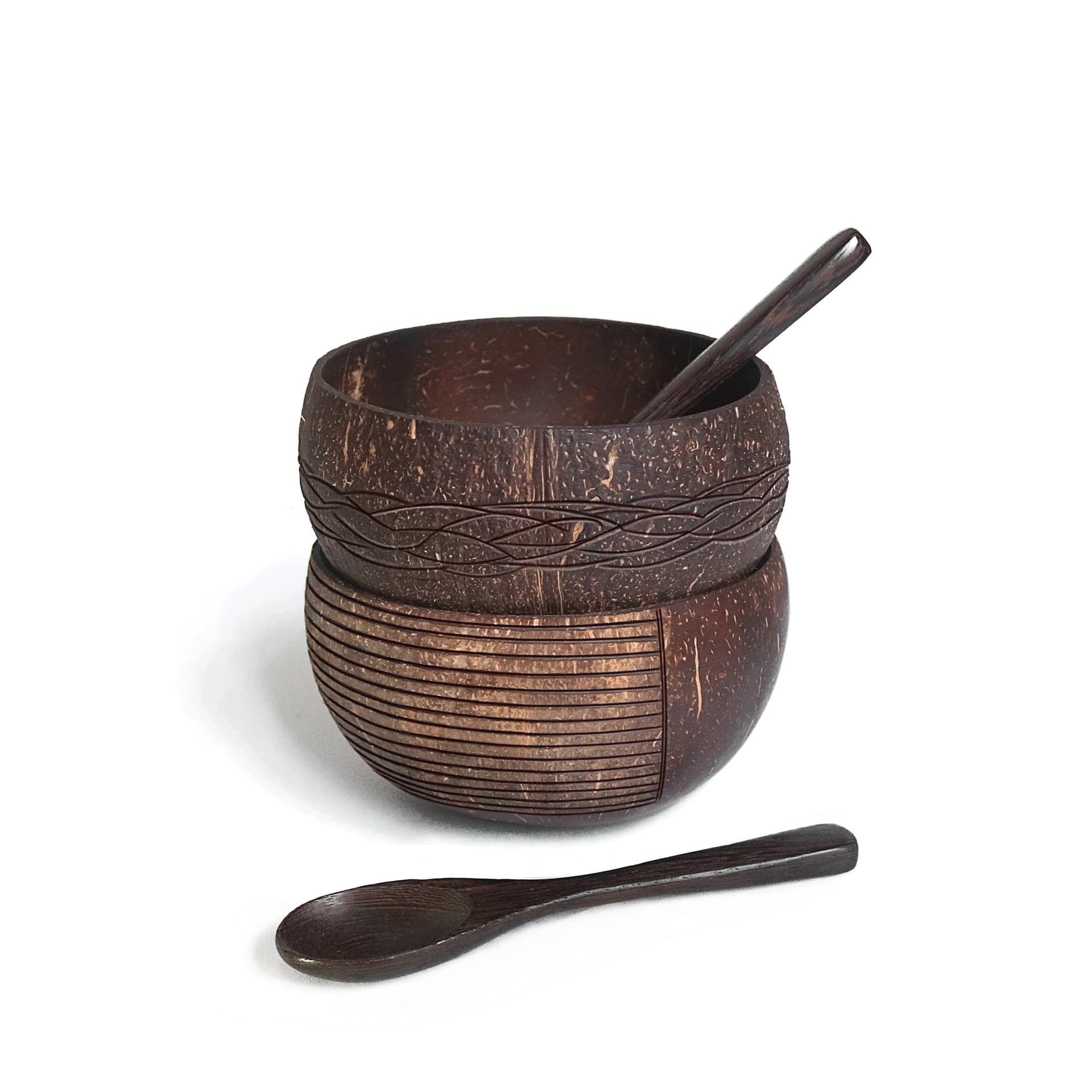 Natural Coconut Shell Bowl, Coconut Wood Spoon, Stirring Spoon, Soup Spoon, Old Shell Fork, Knife, Fruit Salad Bowl