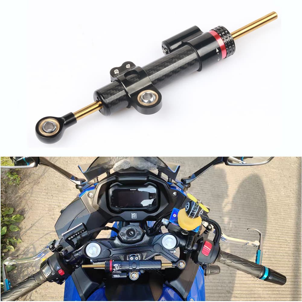 Suitable for Kawasaki Honda Suzuki Large-Displacement Street Running Motorcycle Modified Carbon Fiber Titanium Ruler Directional Damper Adjustable