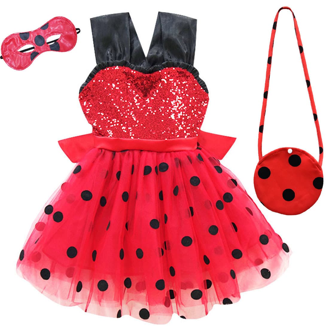 Sizes 100-150 New Girls' Dress, Tutu Skirt with Bag and Mask, Kids' Performance Costume 4600