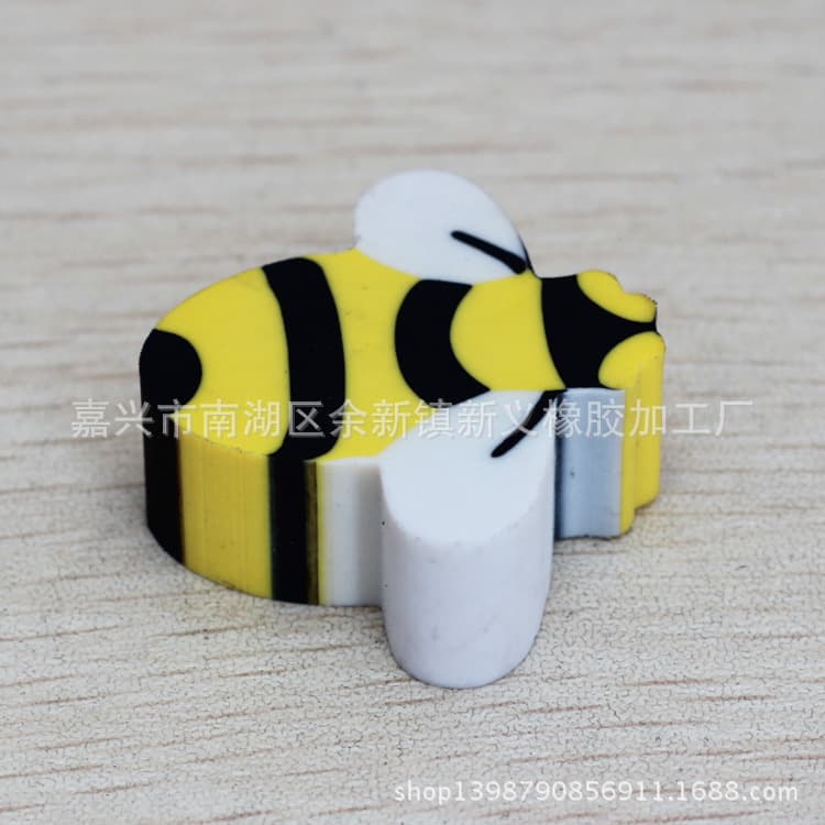 Creative Bee-Shaped Eraser with Cute Cartoon Design, TPR Material, and Hole-Punch Feature