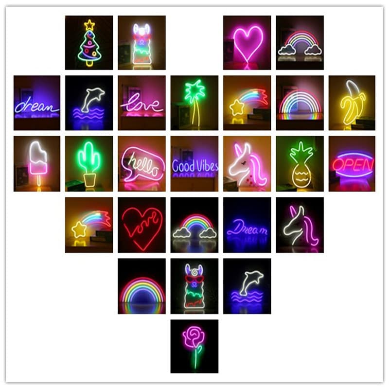 New LED Neon Backlit Rainbow Open Animal Head Full Series Transparent Neon Light LED Decorative Night Light Glow-In-The-Dark