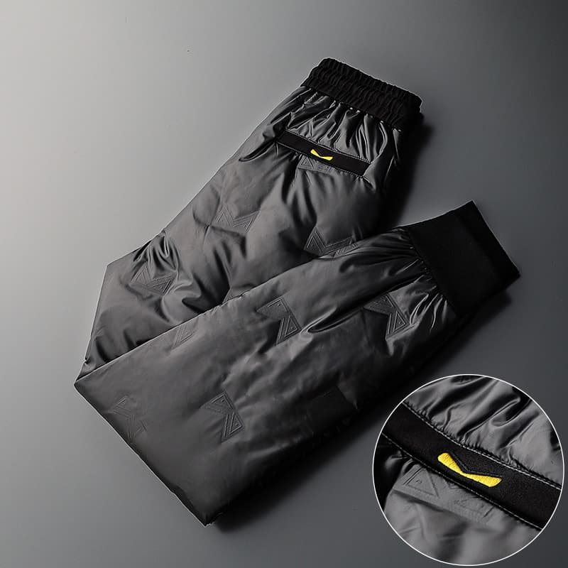 High-end winter warm white duck down fashion down pants for men, trendy men's outerwear, slim fit casual slim-fit thermal pants