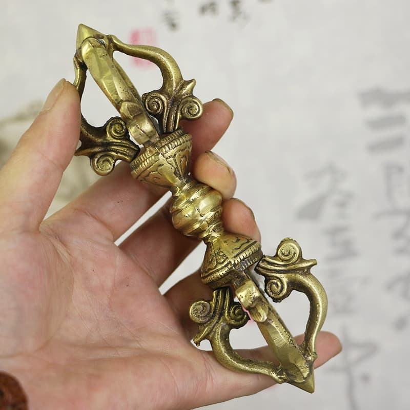 Brass Five-Pronged Vajra Pestle Nepalese Handmade Wholesale Copper Craft Ornament Dorje Vajra Pestle
