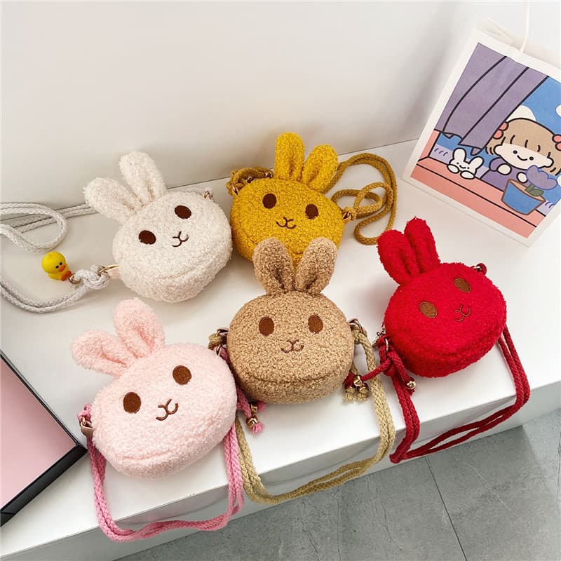 New Children's Small Cute Plush Rabbit Crossbody Bag Fashionable Princess Coin Purse Baby Girl Accessory Bag Trendy