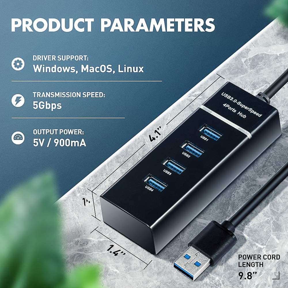 HUB splitter, 4-port light strip, USB3.0 HUB hub, 3.0 splitter, one to four hub extender