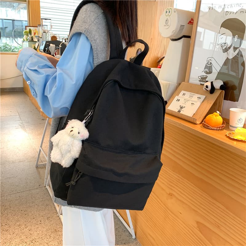 Xiulong New Fashion Canvas Backpack Ins Style Women's Bag Korean Campus Solid Color Girl Schoolbag Wholesale