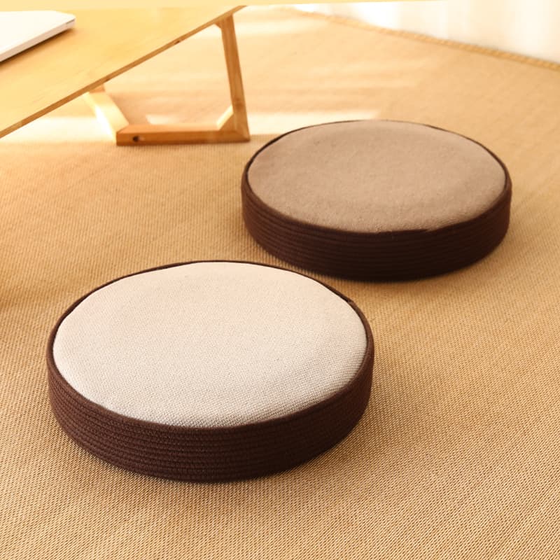 Japanese-style futon cushion tatami mat floor seat for home use, small floor cushion, meditation cushion, prayer mat for worship and Zen practice.