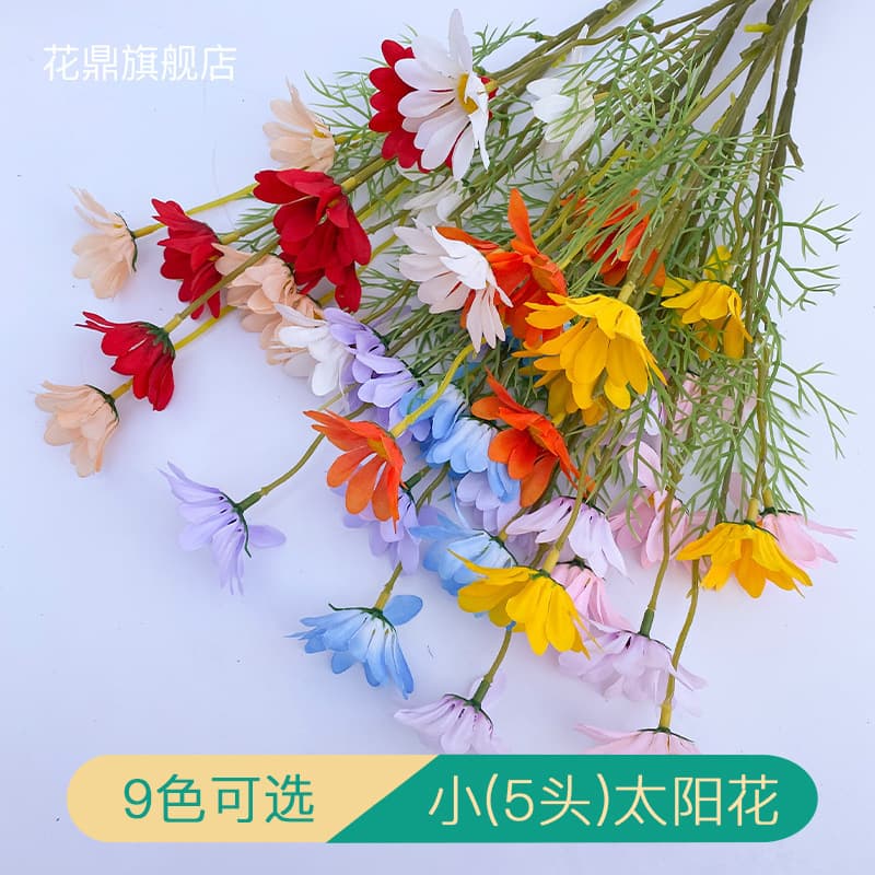 Rustic Single Sunflower Daisy Artificial Flower Home Living Room Decorative Fake Flower Window Display Silk Flower