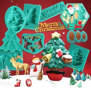 Christmas Print Reindeer Pinecone Cake Silicone Mold Baking Snowflake Mold Fondant Silicone Cookie Baking Mold