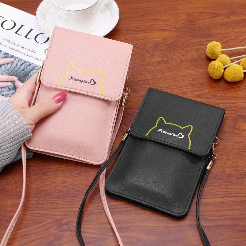 Women's Simple Summer Transparent Touchscreen Mobile Phone Bag New Korean Style Vertical Crossbody Bag Student Style