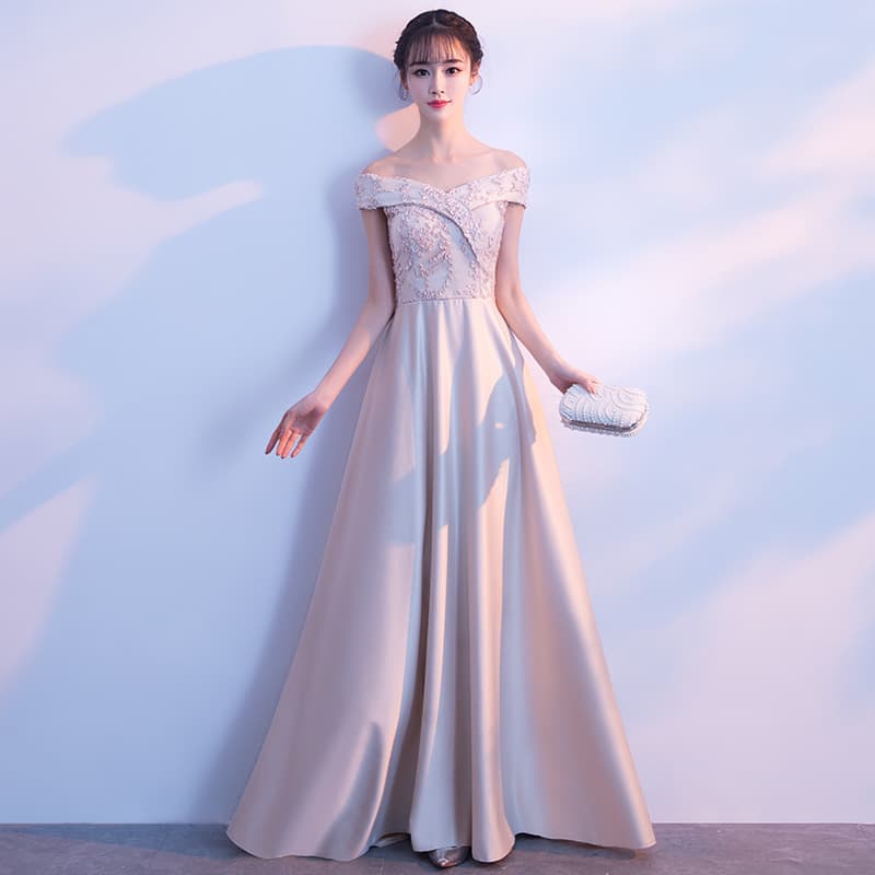 Banquet Evening Dress 2026 Spring New Korean Style Dignified and Elegant One-Shoulder Long Slimming Bridesmaid Dress for Women