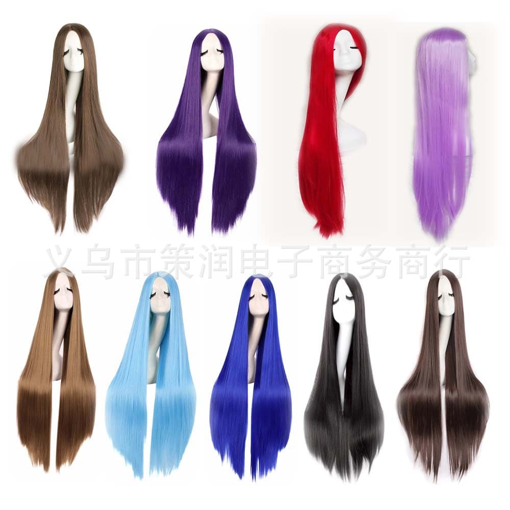 1 Meter Anime Wig 100CM Center Part Long Straight Hair European and American Multicolor Cosplay Wig Universal COS Colored Wig
