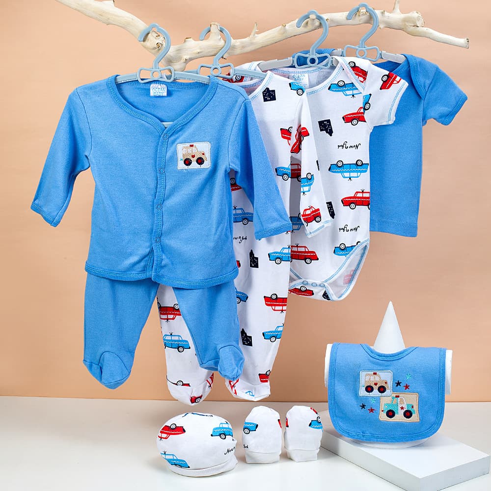 Amazon Hot Selling Cartoon Baby Romper 0-12 Months Cotton Crawling Suit 8-Piece Set Newborn Gift Box Baby Onesie