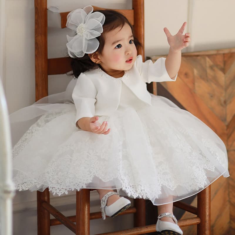 Princess Dress for Toddlers and Infants, White Vest, Baby First Birthday Gown, Tulle Princess Dress for Children