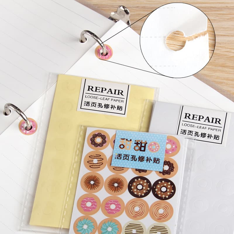 Donut Shaped Transparent Hole Repairing Protective Adhesive For Loose-leaf Paper A5a6a7 Universal Ring Stickers