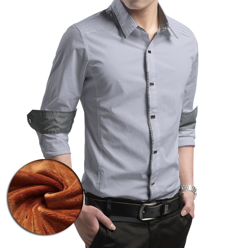 Autumn and Winter Casual Warm Fleece-Lined Men's Long-Sleeve Thick Shirt, Brand Men's Clothing Wholesale