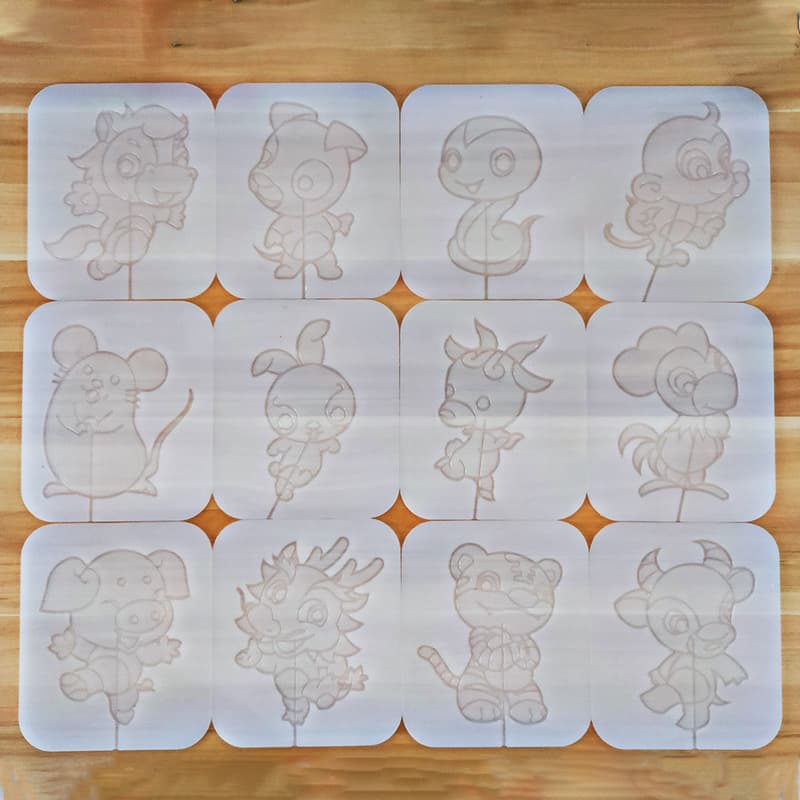 Sugar Painting Silicone Mold Twelve Zodiac Sugar Painting Mold Handmade Sugar Cake Cartoon Animal Template Lollipop Mold