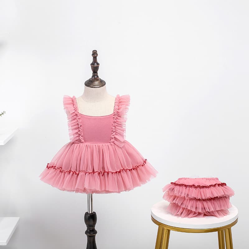 Girls' Princess Dress Children's Clothing Tulle Skirt Strapless Gown Second Generation Puffy Skirt Cute Summer Cotton Dress