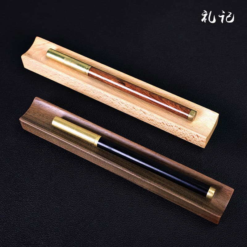 Creative solid wood pen holder, wooden pen rack, office business gift, pen rest, desktop ornament, engraved logo, dropshipping available.