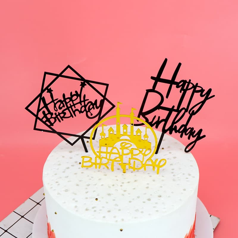 Wholesale 10-Pack Double-Sided Mirror Acrylic Cake Toppers for Birthday Baking Decorations, Creative Inserts