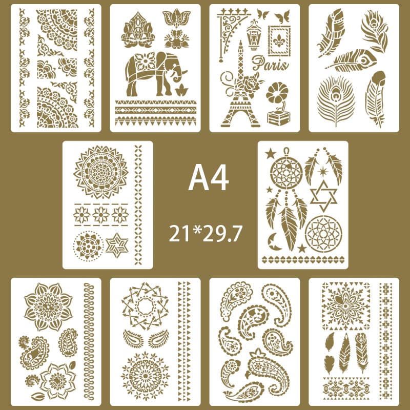 Amazon Cross-border A4 Mandala Painting Template Home Decoration Wall Stencil DIY Pattern Template Factory Wholesale