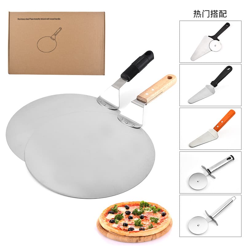 Large 12-Inch Stainless Steel Pizza Cutter round Cake Transfer Spatula Baking Tool Modern Simple Style Non-Imported Product