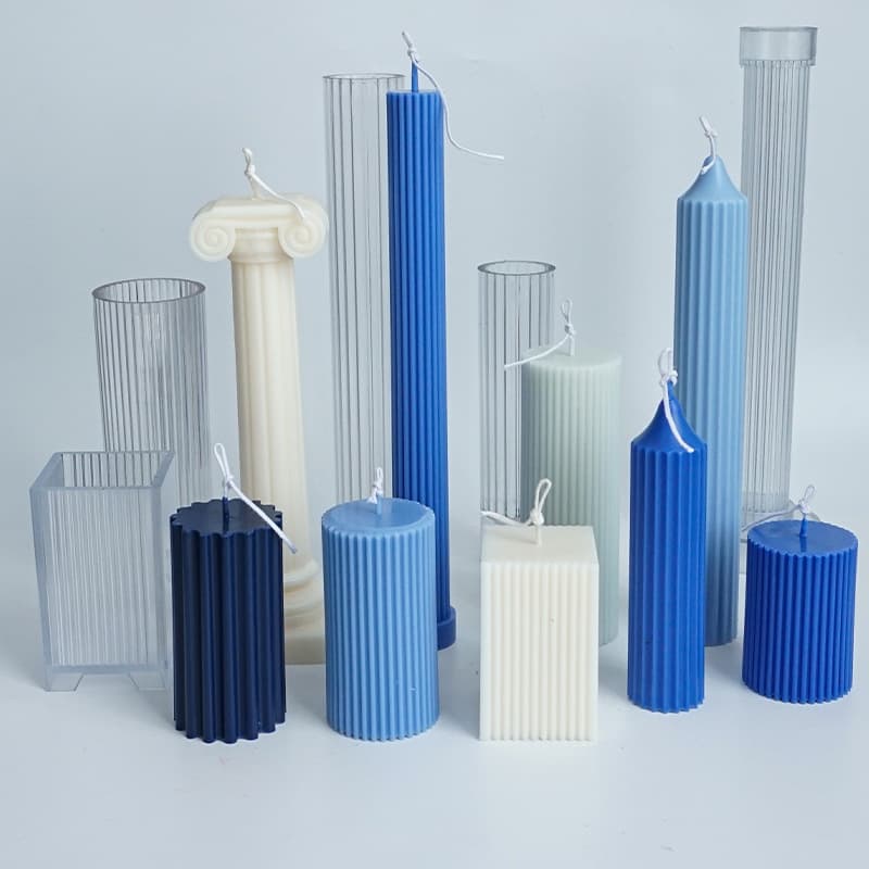 DIY Candle Mold Set - Square, Cylindrical, Roman Column, Fine/Coarse Stripe Acrylic Molds