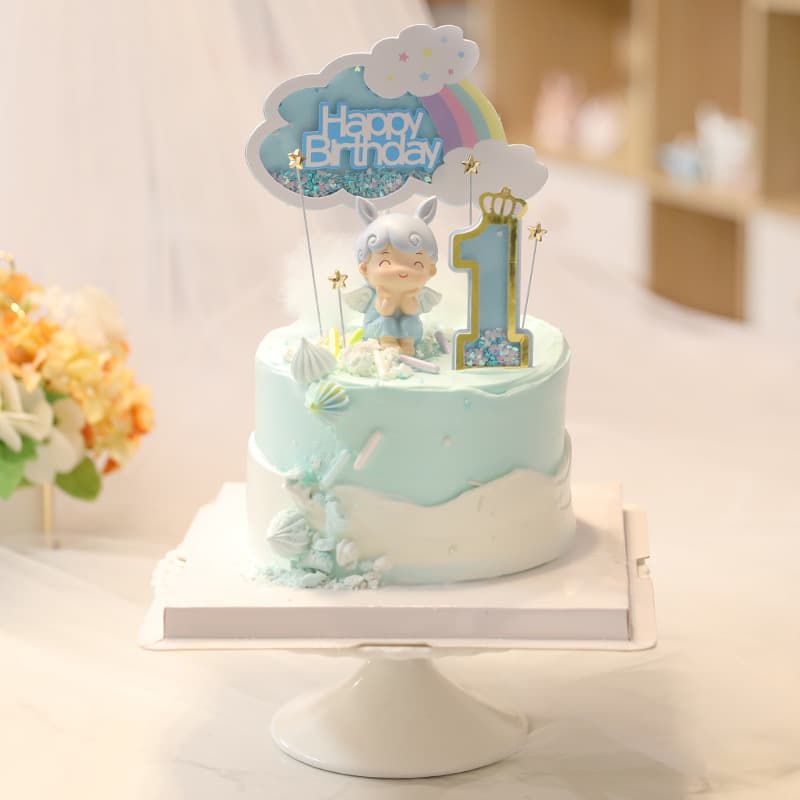 Cake decoration factory direct sale creative glitter pink blue purple rainbow hb birthday cake insert cake insert card