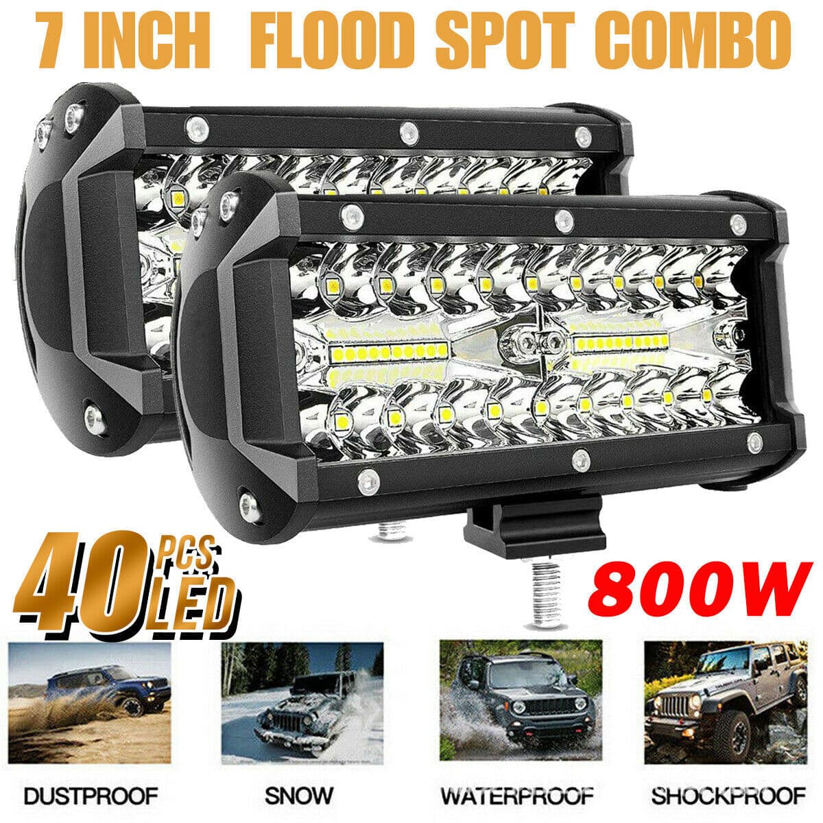Cross-border 3-row 7-inch 400W work light, spotlight strip, automotive SUV roof front bumper spotlight