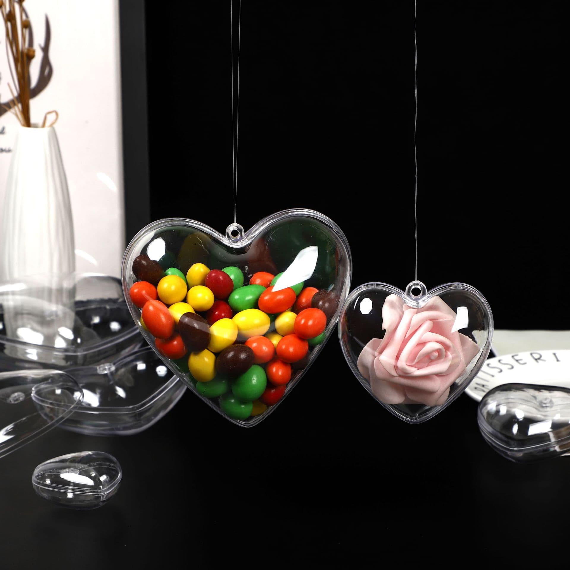 Valentine's Day Creative Transparent Heart Decoration Ball Acrylic Hanging Ball Heart Gift Packaging Candy Box Wholesale