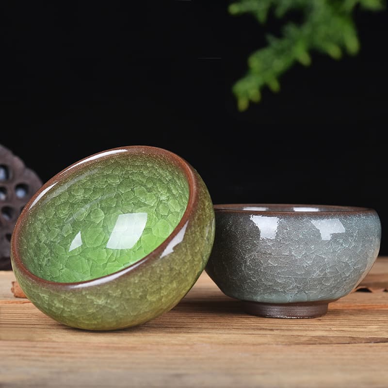 Tea Set Tea Cup Ceramics Porcelain Glazed Modern Simple Style Ice Crack Surface Personal Cup Home Use Owner Cup Wholesale