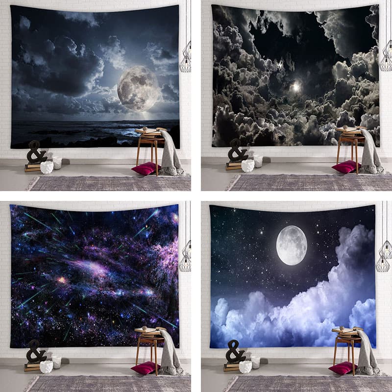 2020 Amazon AliExpress Starry Sky Tapestry Hanging Cloth Wall Hanging Moon Planet Hippie Tapestry Bohemian Style