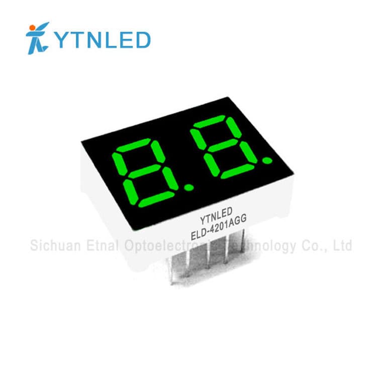 0.4 Inch 2-Digit Emerald Green Digital Tube ELD-4201AGG/ELD-4201BGG