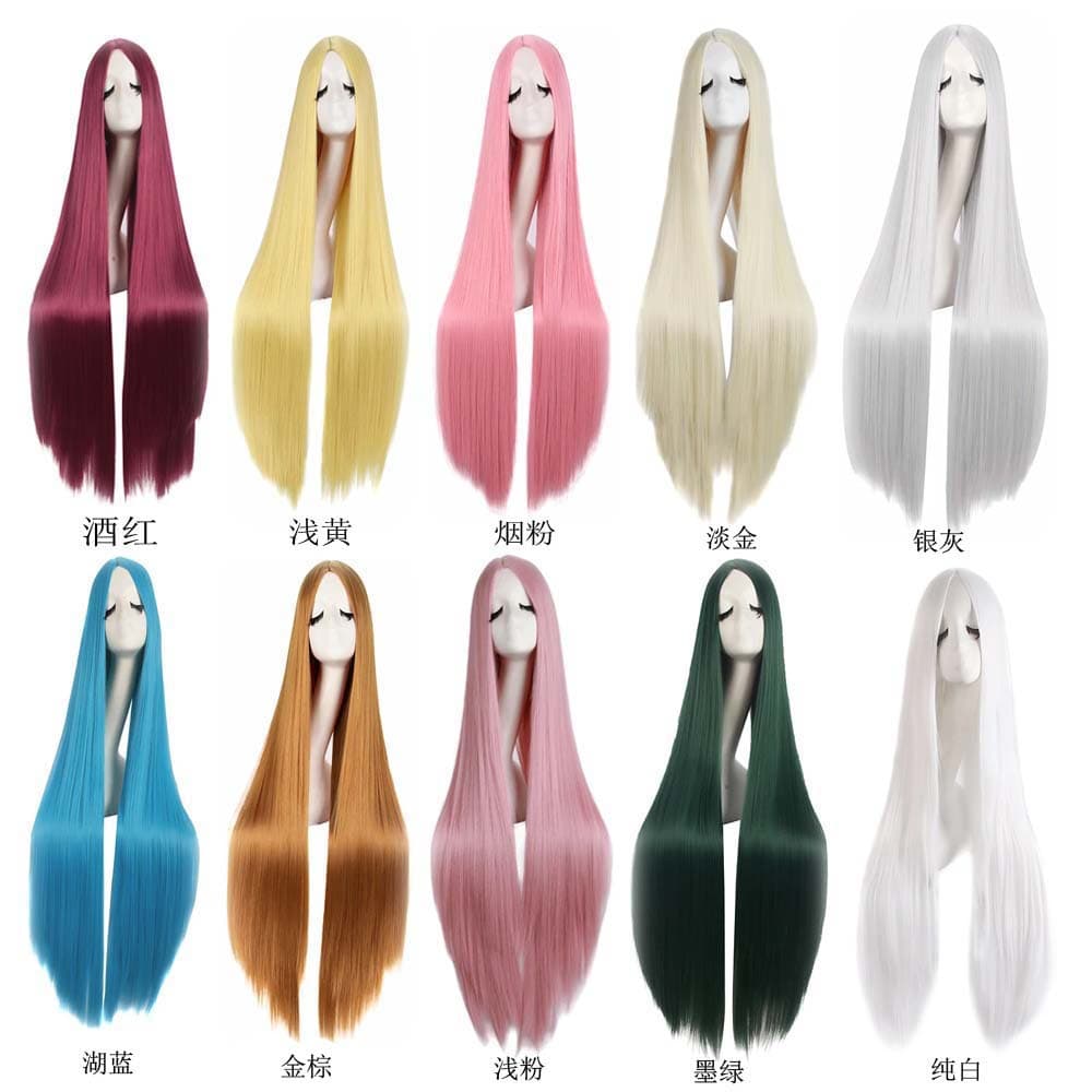 Multicolor Anime Wig 1m Universal Long Straight Hair Ancient Costume 100cm Color Wig Men's and Women's Cosplay Fake Hair