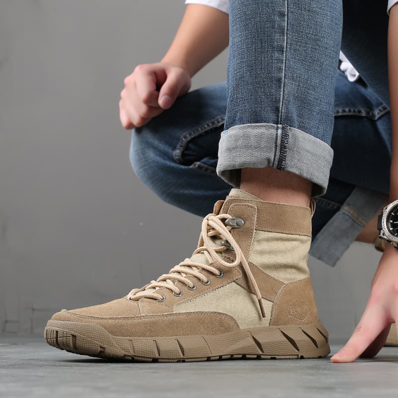 Men's genuine leather Martin boots for autumn and winter, British style, Korean style, versatile high-top short boots, desert boots, work shoes, outdoor.