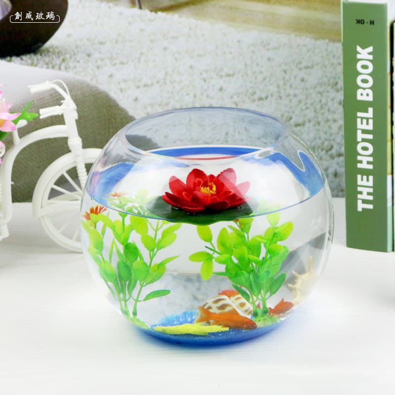 Wholesale transparent glass small round ball fish tank hydroponic succulent glass vase gardening flowers straight hair