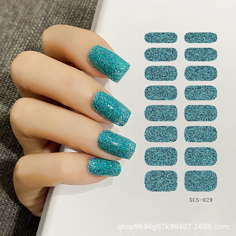 Factory Nail Art Wholesale Nail Polish Full Stickers, Eco-Friendly Pregnancy-Safe Nail Wraps, Solid Color 16-Piece Nail Stickers