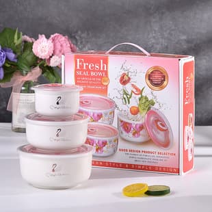 Cartoon Children Ceramic Tableware Fresh-Keeping Bowl Three-Piece Set Bone China Student Fresh-Keeping Lunch Box Business Gift LOGO