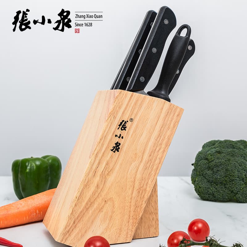 Zhang Xiaoquan N5490 Stainless Steel Kitchen Knife Set 7-Piece with Solid Wood Knife Block