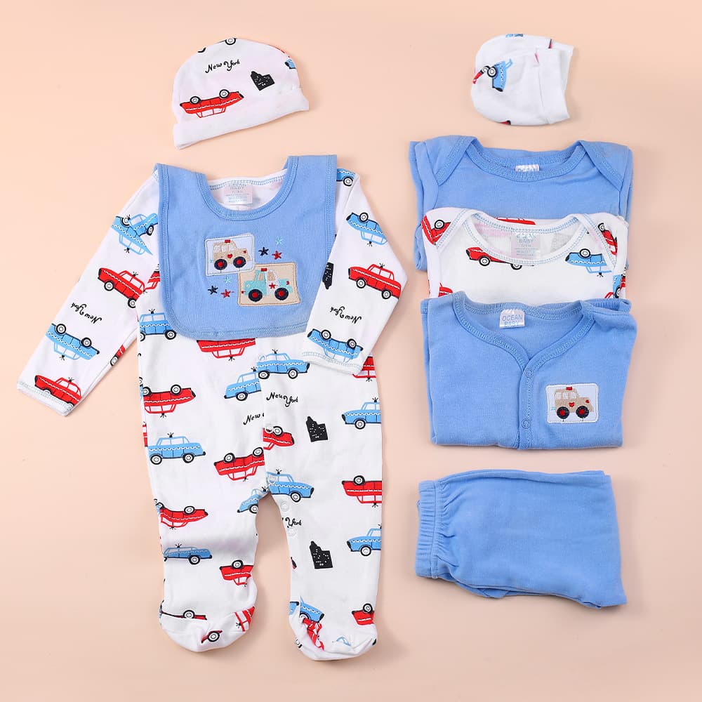 Printed Baby Rompers 0-1 Year Foreign Trade Pure Cotton Crawling Suits 8-Piece Set Newborn Clothes Wholesale
