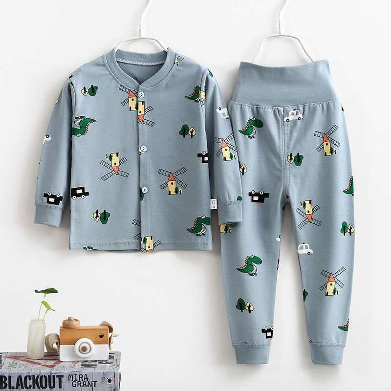 Girls Autumn Clothing Children's Underwear Set 0-1-2-3-4 Years High Waist Long Sleeve Loungewear Baby Clothes