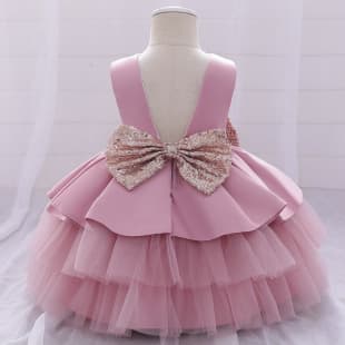 2026 European and American New Medium and Small Children's Flower Girl Cake Wedding Dress, Children's Princess Dress, Runway Performance Girls' Dress