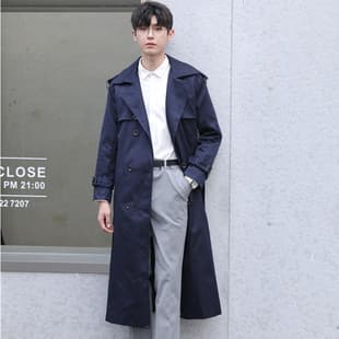 Trench Coat for Men, Plus Size Fall New Korean Style British Long Coat, Thickened Winter Jacket