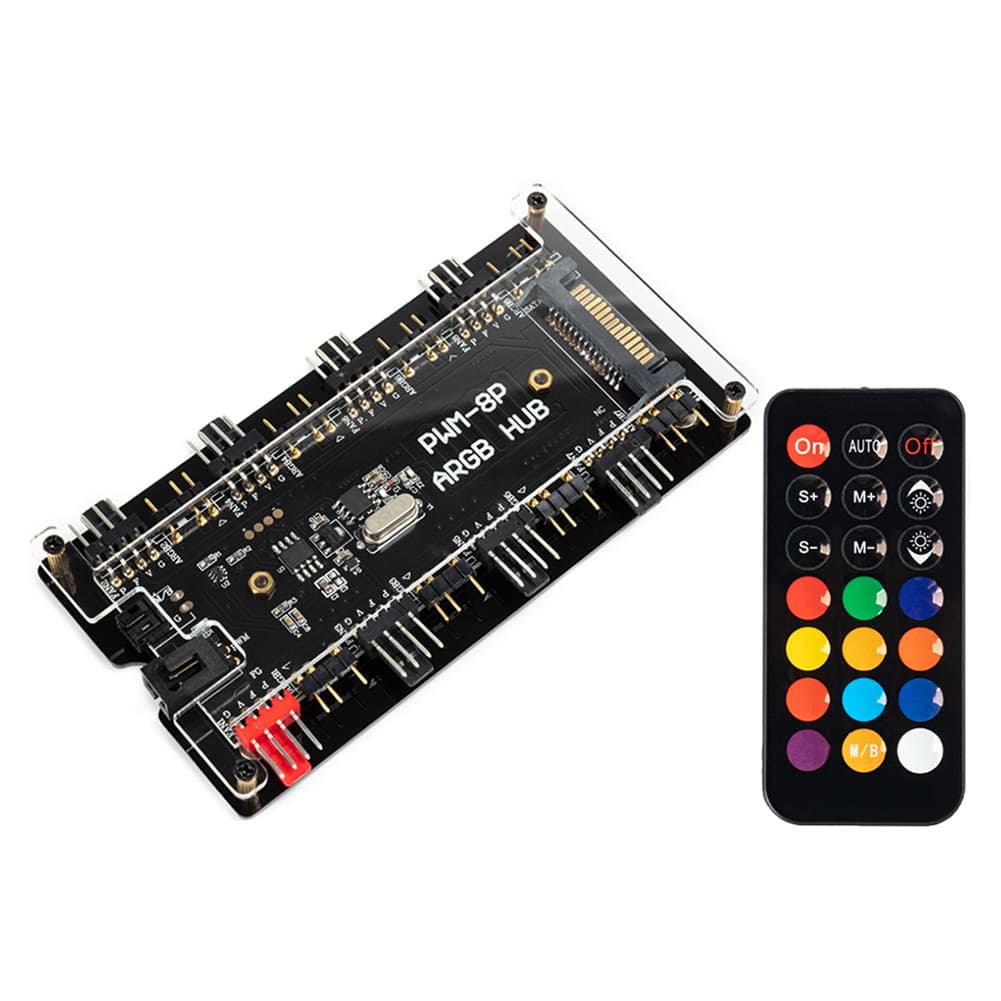 Argb Controller 4-pin Pwm Temperature Control 5v 3-pin Sync Wireless Remote Control Case Fan Hub Two-in-one
