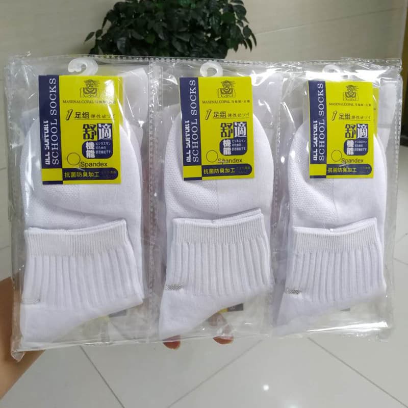 Pure White Cotton Sports Socks For Students Children Breathable Mesh Eyelet Design Suitable For Boys Girls