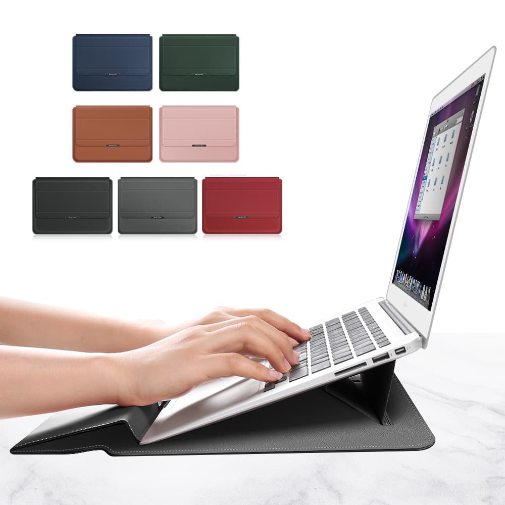 Digital Computer/MacBook Protective Case - Durable PU Leather Cover with Stand Feature for Laptop - Available in Black, Brown, Red