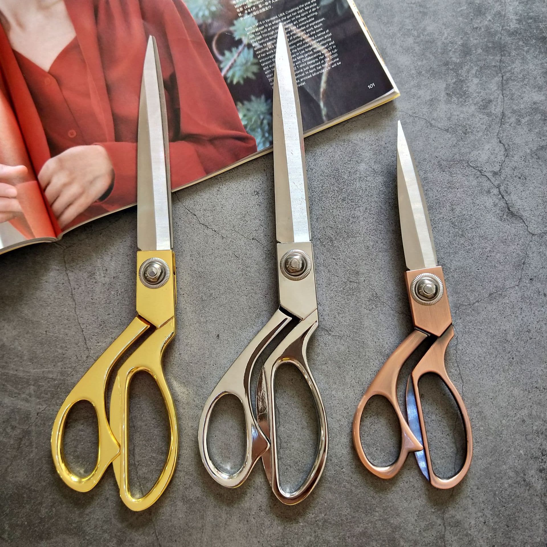 Gold-Plated Tailor Scissors Zinc Alloy Fabric Scissors 8 Inch 9 Inch 10 Inch Tailor Scissors Sewing Scissors Factory